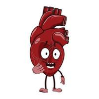 Vector of heart cartoon character with face expression.