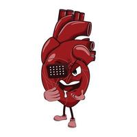 Vector of heart cartoon character with face expression.