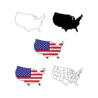 United states of america map and flag vector logo