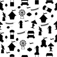 Seamless circus silhouette pattern. Circus with elements carousel, tent, clown vector