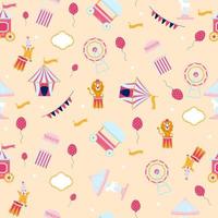 Seamless circus pattern. Pink circus with elements on a light background vector