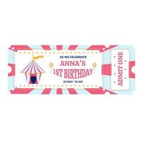 Birthday party invitation in the style of a pink circus.  Vector