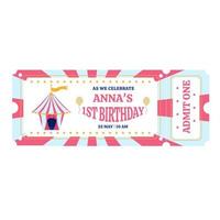 Birthday party invitation in the style of a pink circus.  Vector