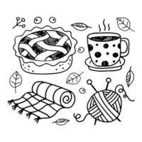 Collection of cozy and warm Doodle elements. vector