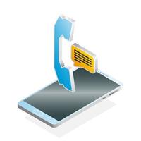 3D phone, message, and smartphone, Isometric phone icon vector