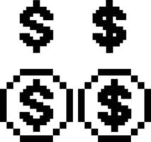 Pixel art coin dollar icon on white background. Pixel dollar symbol. flat style. vector