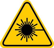 Laser radiation warning on white background. Yellow triangle Warning Dangerous sign. Laser hazard symbol. flat style. vector