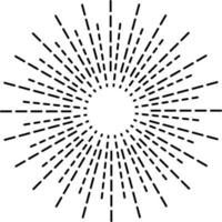 rayos sobre fondo blanco. símbolo dibujado de los rayos del sol. signo lineal de luz solar. estilo plano vector