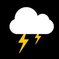 Weather forecast icon on black background. Clouds and thunder vector