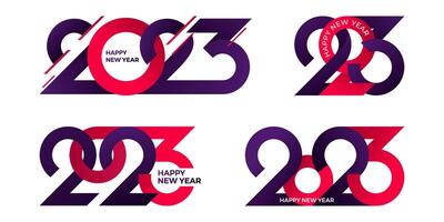 happy new year 2023 number design set. collection of 2023 new year number text effect vector