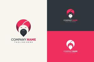 logo guru mascot with turban and beard vector