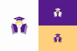 abstract education logo with hand up vector