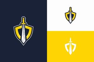 diseño de logotipo de ilustración de espada y escudo vector