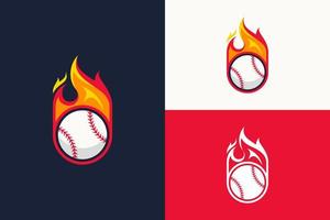 deportes logo fuego béisbol ilustración vector