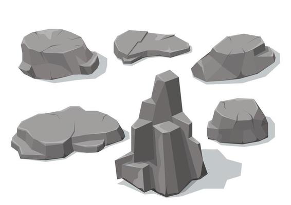 grey rocks and stones elements different shapes