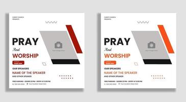 Church and worship conference flyer social media and web banner vector