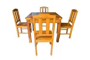 Wooden dining table set isolated. photo