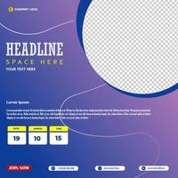 Modern business social media post template creative shapes, purple blue color design vector