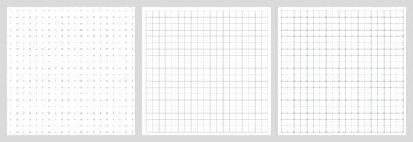Dotted and squared grid notebook seamless pattern for bullet journal. Black point texture. Black dot grid for notebook paper. Grid paper sheet. Vector illustration on white background