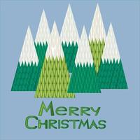 christmas tree green triangles snow merry christmas vector