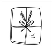 Hand drawn Christmas present. Doodle vector illustration