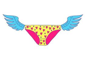 Women's panties in the hearts with wings. vector