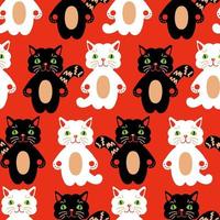 Modern style seamless pattern with simple cats. vector