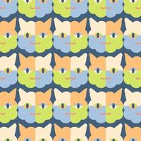 Seamless ultramodern style pattern with abstract cats faces. vector