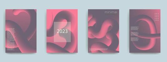 Creative posters with gradient shapes composition. Wavy shape with gradient color. Numbers 2023. Vector