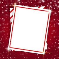 Merry Christmas and happy new year and empty frame on a red background. Christmas and New Year on red background with winter decor and empty frame. vector illustration.