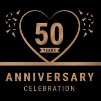 50 years anniversary celebration logotype. anniversary logo with golden color isolated on black background, vector design for celebration, invitation card, and greeting card. Eps10 Vector Illustration