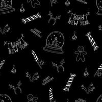 New year's doodle pattern in sketch style. Vector background, wallpaper, backdrop.