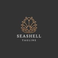 Luxury seashell with line art style logo icon design template flat vector