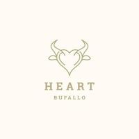 línea de corazón con vector plano de plantilla de diseño de logotipo de estilo búfalo
