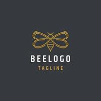 Bee line art logo design template flat vector