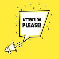 Important message attention please banner design. Important announcement message, Flat style Vector illustration.