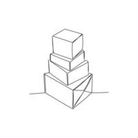 ilustración vectorial de cajas empacadas con regalos dibujados en estilo de arte lineal vector