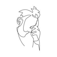 Sad man vector illustration drawn in line art style