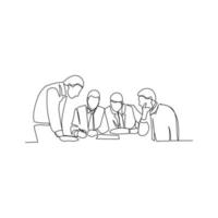 Office workers vector illustration drawn in line art style