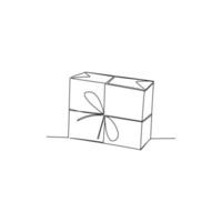 Vector illustration of packed boxes with gifts drawn in line art style