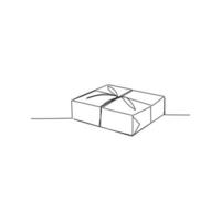 Vector illustration of packed boxes with gifts drawn in line art style