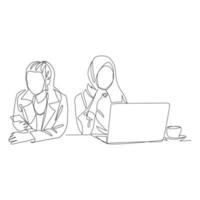 Office staff vector illustration drawn in line art style