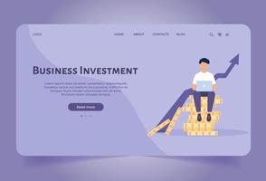 Landing page template for Business investment. Financial Growth and financial consulting. vector illustration concepts for website