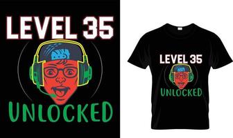 Level 35 Unlocked T-shirt design vector