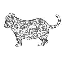 vista lateral de un tigre con rayas únicas vector