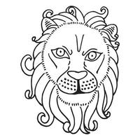 male lion with curly mane hand drawn vector