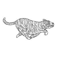 a tiger running leisurely hand drawn vector