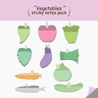 paquete de notas adhesivas de vegetales vectoriales, fácil de editar vector