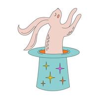 Rabbit or hare sitting in a magic hat illustration vector