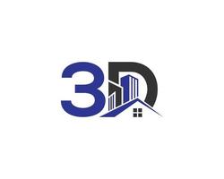 carta 3d inmobiliaria edificio concepto creativo silueta moderna vector abstracto diseño de logotipo.